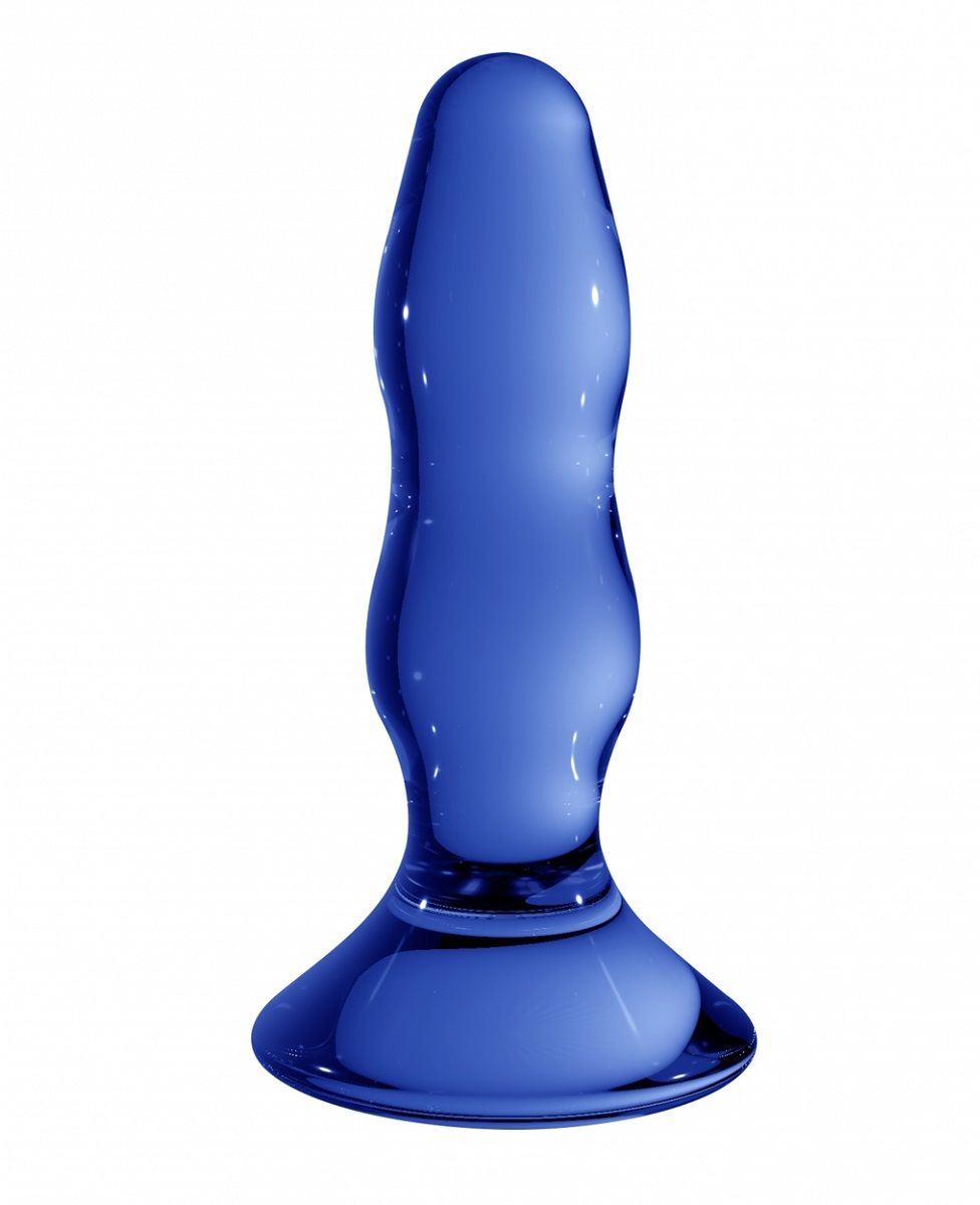 Синяя стеклянная анальная пробка Pleaser - 11,5 см.