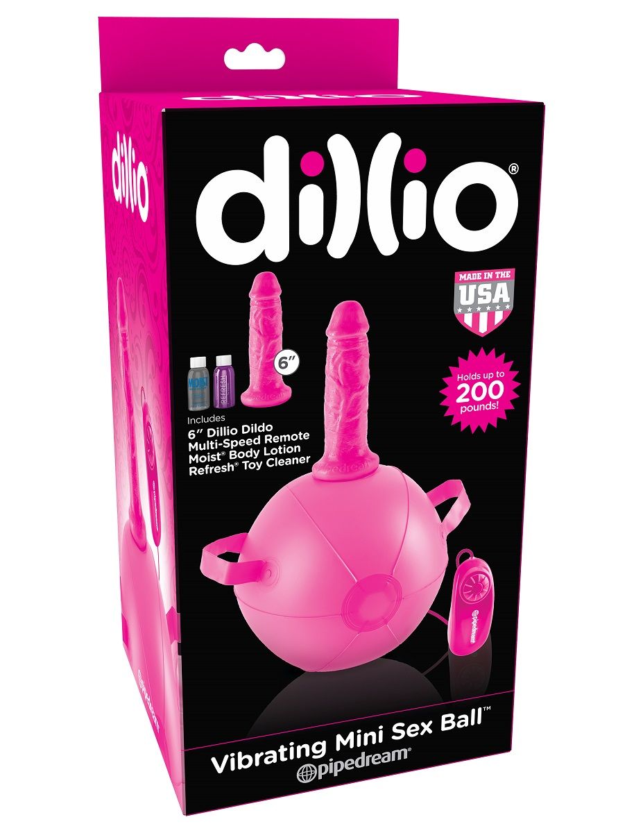 Розовый надувной мяч с вибронасадкой Vibrating Mini Sex Ball - 15,2 см.